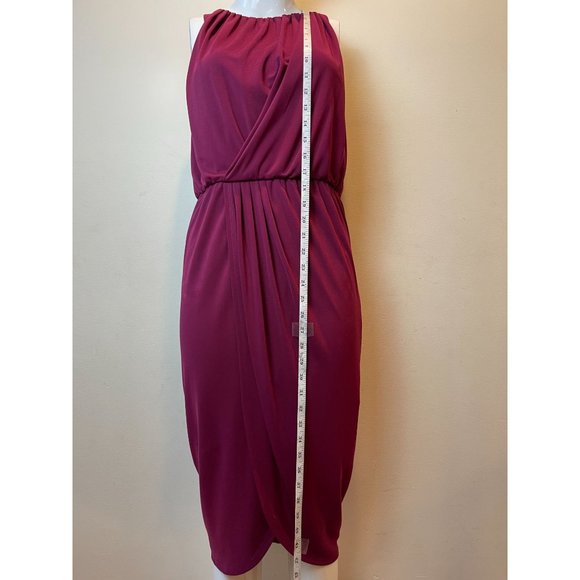 Adrianna Papell Womens Long Drape Dress Pleated Front Back Keyhole Maroon SZ 4P - Picture 4 of 8